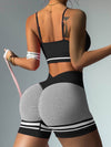 ZASUWA Female Deep V Back Stripes Short Tracksuit