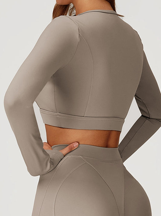 ZASUWA Female Round Collar Cropped Long Sleeves