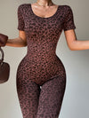ZASUWA Female Leopard Print Backless Jumpsuit