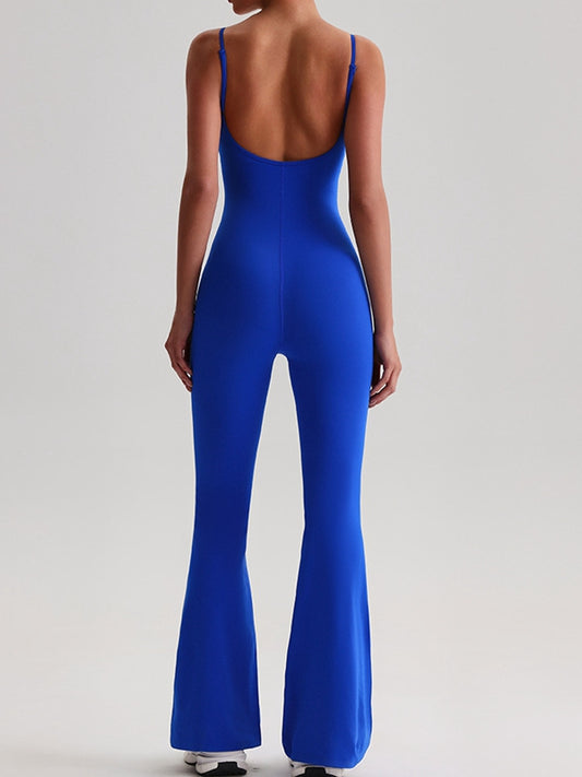 ZASUWA Female U Collar Backless Flare Jumpsuits