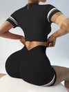 ZASUWA Female Stripes Deep V Back Short Tracksuit