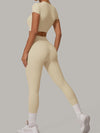 ZASUWA Female Sexy Round Collar Cropped Short Sleeves