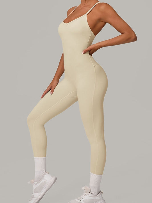 ZASUWA Female Sexy Cross Back U Collar Jumpsuit