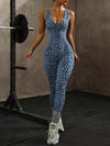 ZASUWA Female Sexy Leopard Print Cross Back Deep V Back Jumpsuit