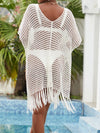ZASUWA Female Sexy Fishnet Swimwear Cover-up Tassel Dress Without Bikini Set