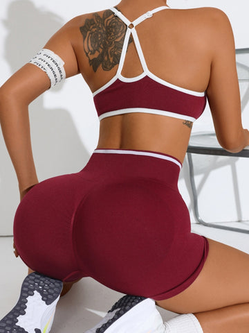 ZASUWA Female Contrast Color Stripe Short Tracksuit