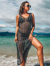 ZASUWA Female Sexy Sheer Mesh Print Backless Swimwear Cover Without Bikini Set Long Dress