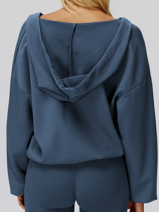 ZASUWA Feamle V Collar Fleece Hoodie