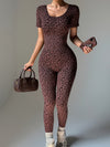 ZASUWA Female Leopard Print Backless Jumpsuit