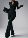 ZASUWA Female Sexy Zipper Flare Jumpsuit