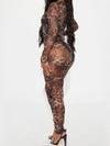 ZASUWA Female Leopard Print Mesh Jumpsuit