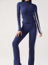 ZASUWA Female Contrast Color Stripes Zipper High-rise Flare Tracksuit