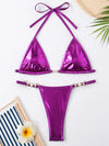 ZASUWA Female Sexy Glossy PU Bikini Set