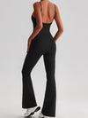 ZASUWA Female U Collar Backless Flare Jumpsuits