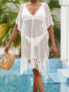 ZASUWA Female Sexy Fishnet Swimwear Cover-up Tassel Dress Without Bikini Set