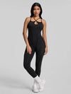 ZASUWA Female Sexy Cross Backless Stitch Performance Jumpsuit