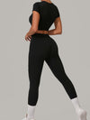 ZASUWA Female Sexy Round Collar Cropped Short Sleeves
