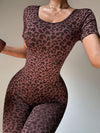 ZASUWA Female Leopard Print Backless Jumpsuit