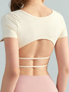 ZASUWA Female Sexy Backless Ribbed Cropped Short Sleeves
