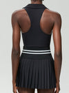 ZASUWA Female V-Collar Pleated 2 In 1 Tennis Skirts Suit
