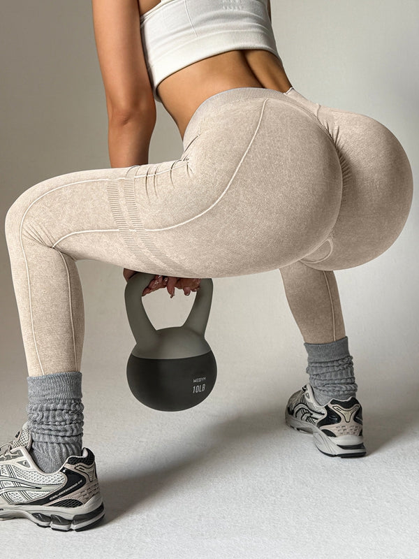 Leggings mit tiefem V-Rücken und Batikmuster