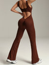 ZASUWA Female Deep V Back Flare Jumpsuit