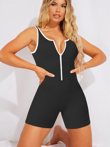ZASUWA Female Ribbed Zipper Romper