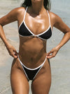 ZASUWA Female Sexy Contrast Color Stripes Beach Bikini Set