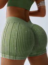 V-shaped Waist Ribbed High-waisted Hip-lift Scrunch Bum Leggings