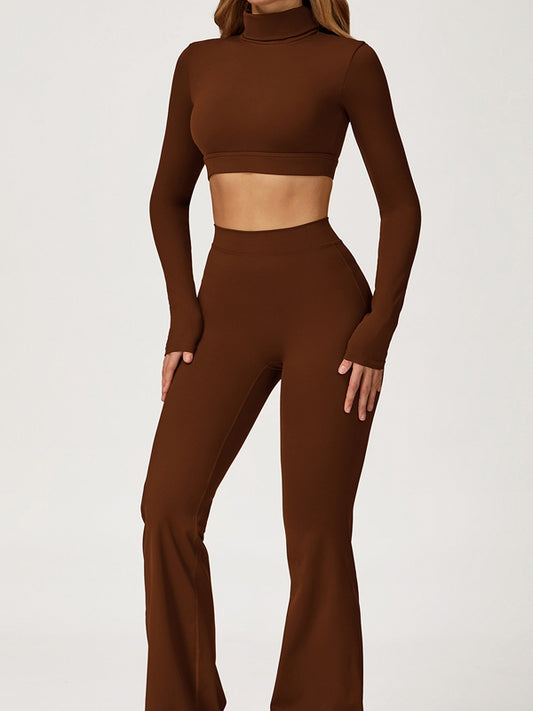 ZASUWA Female Backless Stand Collar Flare Tracksuit