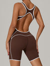 ZASUWA Female Contrast Color Stripes Backless Romper