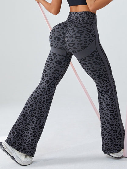 Seamless Leopard Print Flare Booty Leggings