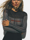 ZASUWA Female Letters Print Mesh Bodysuit
