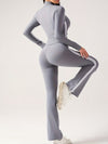 ZASUWA Female Contrast Color Stripes Zipper High-rise Flare Tracksuit