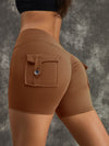 ZASUWA Female Scrunch Bum High Waist Pocket Spandex Gym Booty Shorts