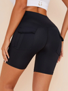 ZASUWA Female Plus Size Solid Color Pockets Spandex Gym Booty Shorts