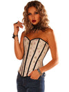 Zipper Flower Print Lace-up Shapewear