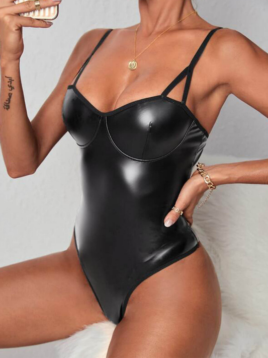 ZASUWA Female Glossy PU Faux Leather Lingerie