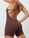 ZASUWA Female U Collar Cross Back Short Jumpsuit