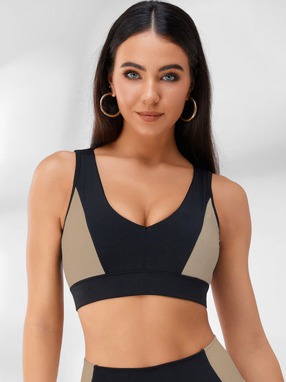 Contrast Color Backless Sports Bras