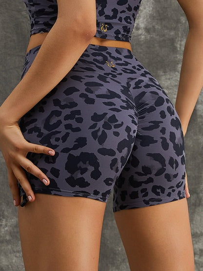 Leopard Print Scrunch Bum Spandex Gym Booty Shorts