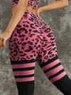 ZASUWA Female Leopard Print Hollow Out Halter Scrunch Bum Short Tracksuit