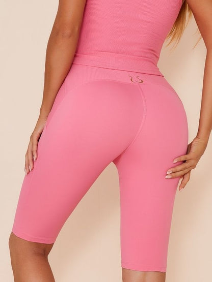 Einfarbige Spandex-Gym-Po-Shorts mit Po-Lift