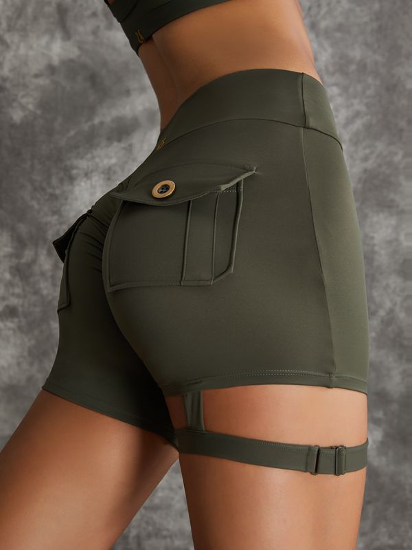 Unique Cut Out Pocket Mesh Scrunch Bum Leggings