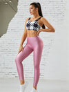 ZASUWA Female Sexy Stylish PU High Waist Print Sportswear