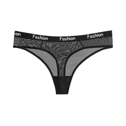 Kurzer Netz-Tanga mit Buchstaben-Print