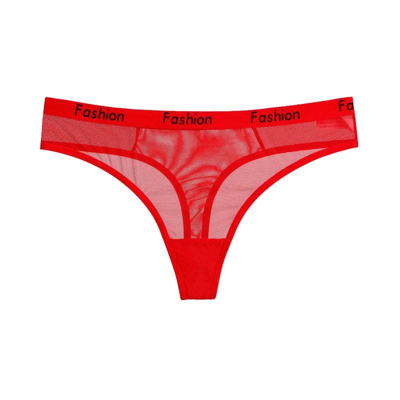 Kurzer Netz-Tanga mit Buchstaben-Print