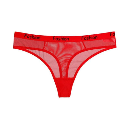 Kurzer Netz-Tanga mit Buchstaben-Print