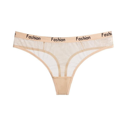 Kurzer Netz-Tanga mit Buchstaben-Print