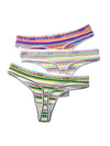 ZASUWA Female Letter Print Rainbow Stripe T-back Panties
